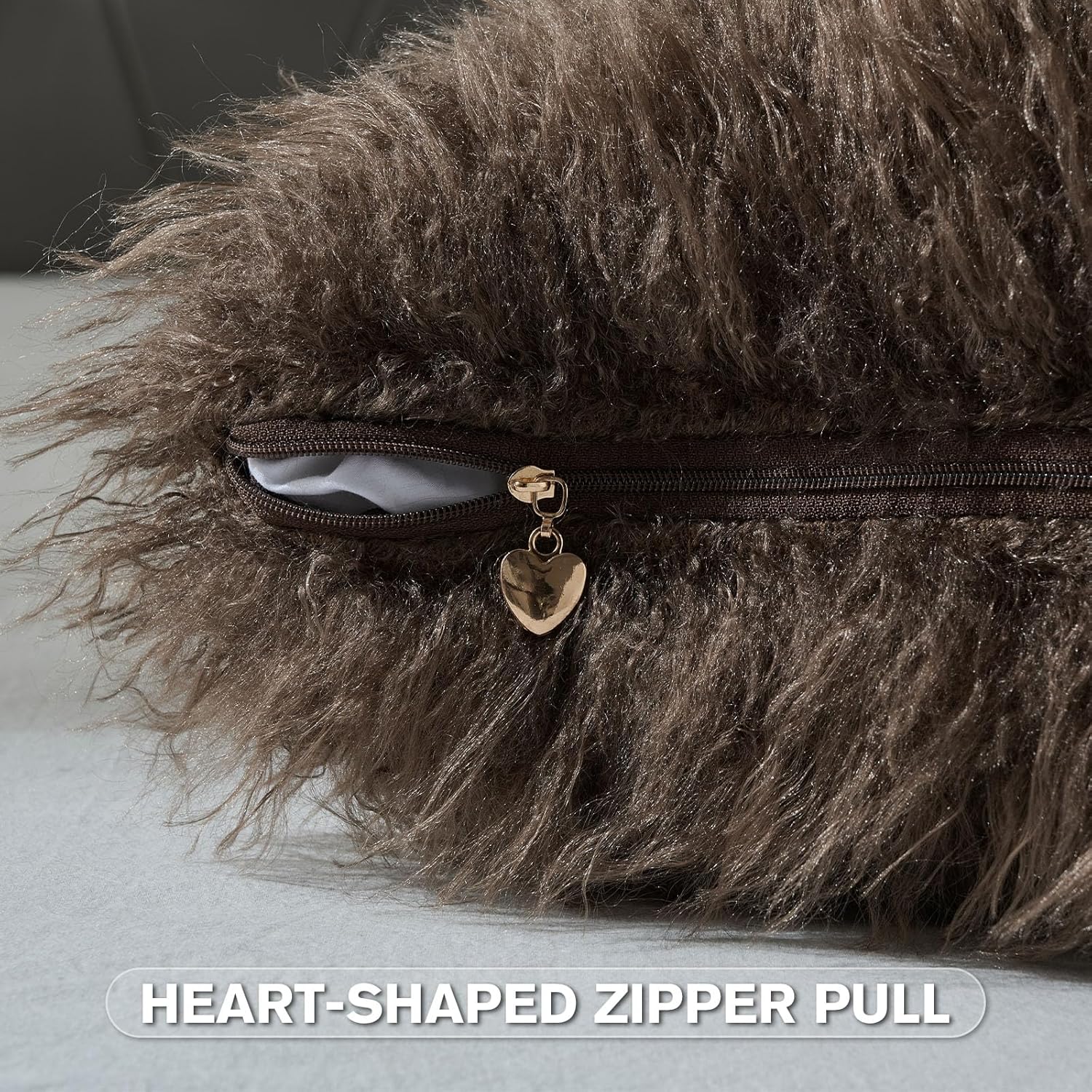 FUTEI Dark Coffee Decorative Throw Pillow Covers 18x18 Inch Set of 2,Soft Faux Fine Wool Textured Cushion Case,Luxury Home Decor for Couch Bed Living Room