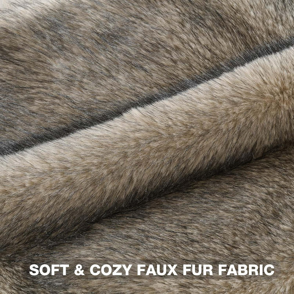 FUTEI Apricot Decorative Throw Pillow Covers 18x18 Inch Set of 2,Soft Faux Raccoon Fur Textured Cushion Case,Modern Home Luxurious Decor for Couch Bed Living Room