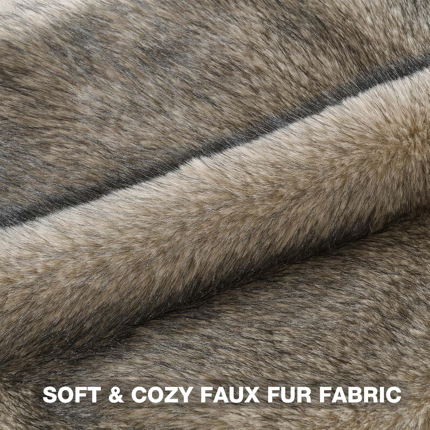 FUTEI Apricot Decorative Throw Pillow Covers 18x18 Inch Set of 2,Soft Faux Raccoon Fur Textured Cushion Case,Modern Home Luxurious Decor for Couch Bed Living Room