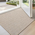 LUMI Ultra Thin Indoor Door Mat for Entrance 36"x56", Non Slip Entryway Mat, Low Profile Doormat, Unique Herringbone Design Carpet for Inside, Patio, Porch, Gray