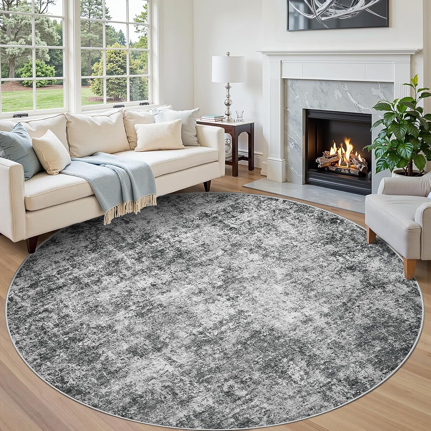 8x10 Area Rugs for Living Room Rug Washable: Abstract Large Rug for Dining Room Bedroom Carpet Non Slip 8 by 10 Indoor Modern Nursery Home Office Blue Grey