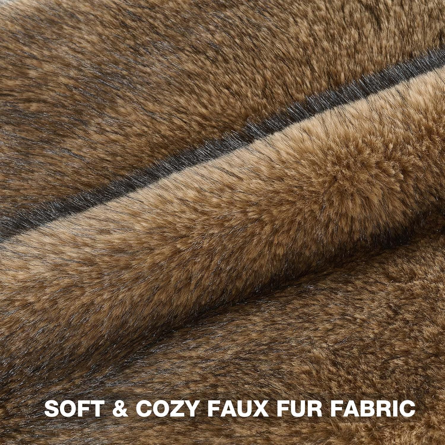 FUTEI Tawny Decorative Throw Pillow Covers 18x18 Inch Set of 2,Soft Faux Raccoon Fur Textured Cushion Case,Modern Home Luxurious Decor for Couch Bed Living Room