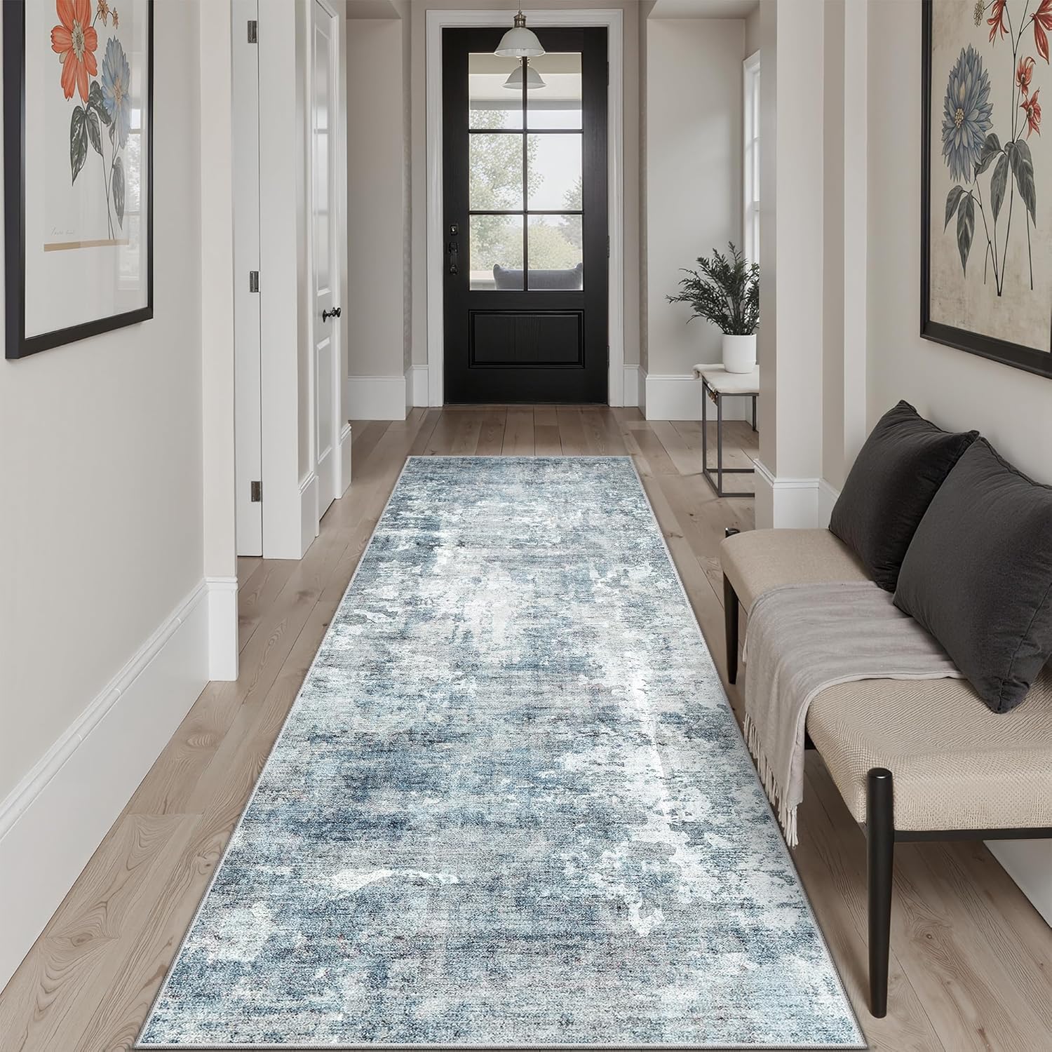 Washable Area Rug 8x10, Large Soft Rugs for Living Room Vintage Beige Carpet 8x10 Area Rugs for Bedroom Dining Room Non-Slip Stain Resistant Under Table Rug