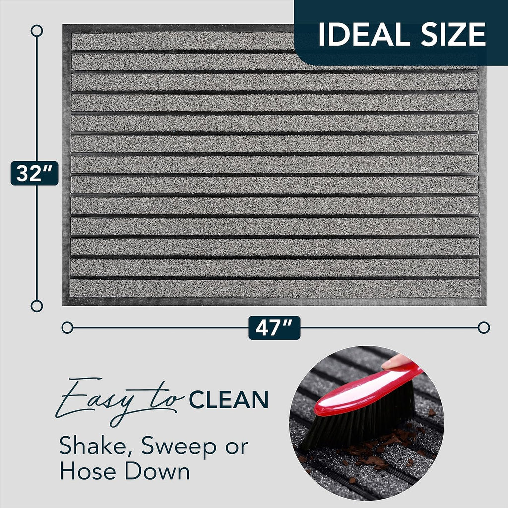 ubdyo Extra Durable Door Mat - Dirt Trapping Outdoor Welcome Mats - Non-Slip Outdoor Indoor Entrance - Low Profile Front Doormat(47" x 32", Bright Grey)