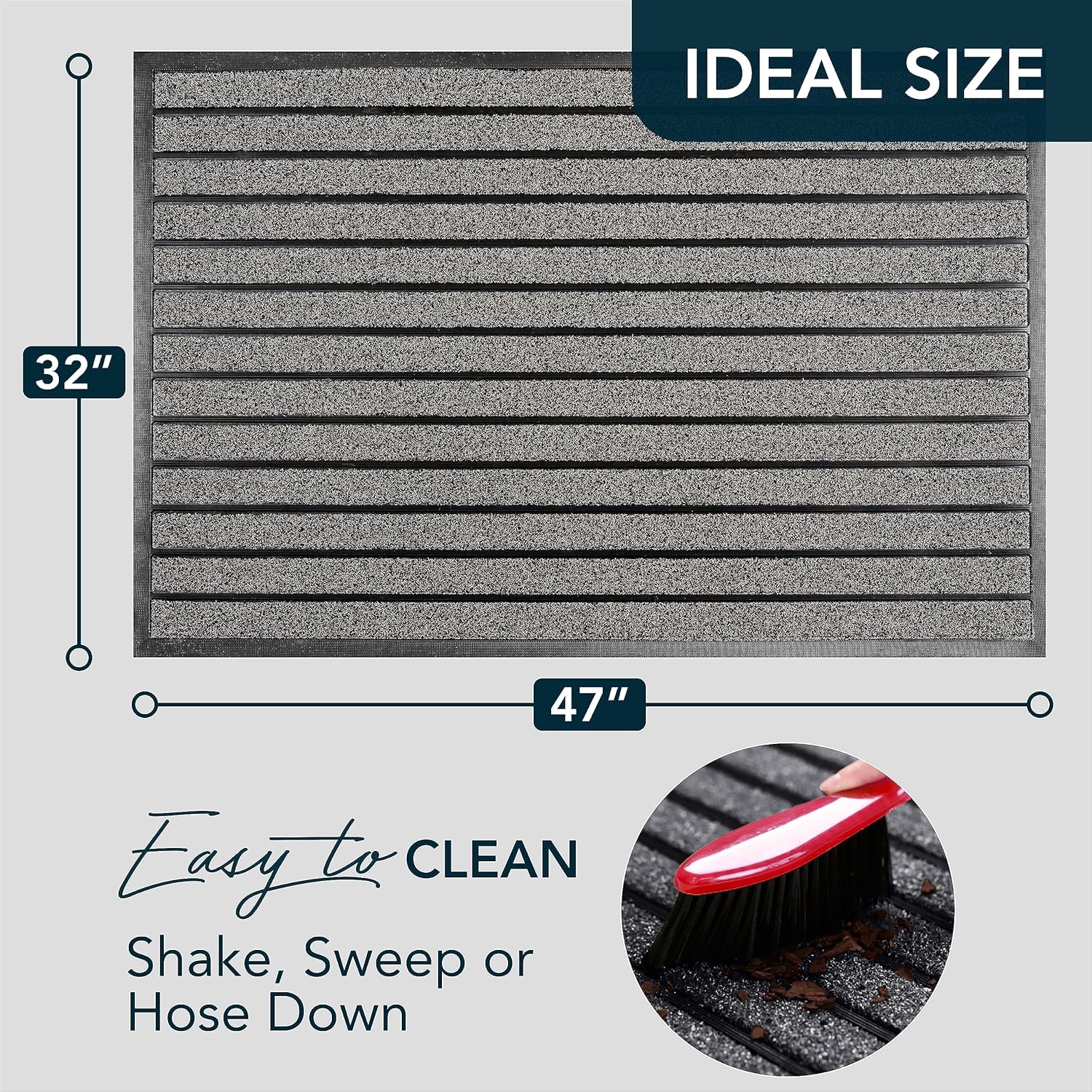 ubdyo Extra Durable Door Mat - Dirt Trapping Outdoor Welcome Mats - Non-Slip Outdoor Indoor Entrance - Low Profile Front Doormat(47" x 32", Bright Grey)